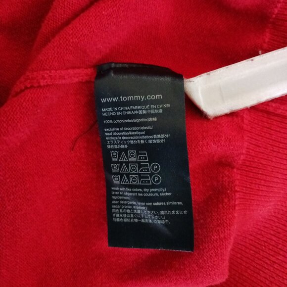 Tommy Hilfiger Men's Blue White Red Wide Striped V-Neck Cotton Sweater Size XL - Picture 5 of 8